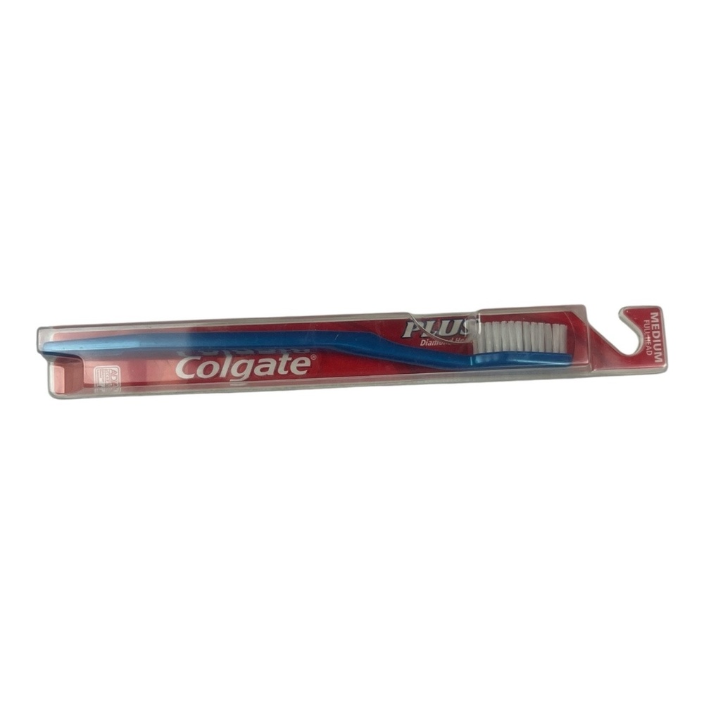 Colgate PLUS Diamond Head Manual Toothbrush Blue Medium Full Head ADA Clean